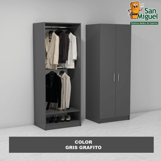 [CCCL-1607] DIY CLOSET 2 COLGADORES ANCHO 80  GRIS GRAFITO