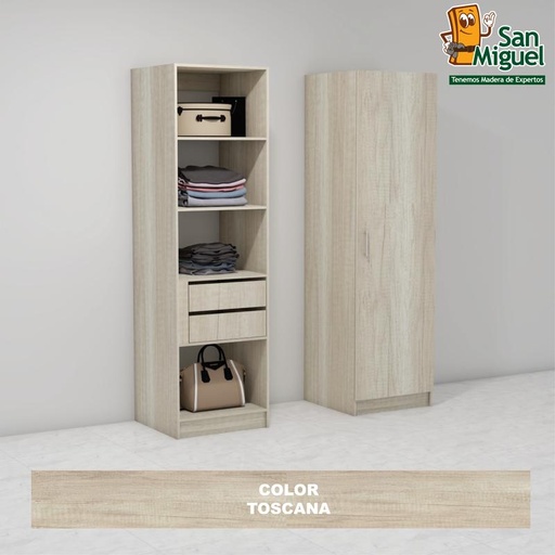 [CCCL-1708] DIY CLOSET 2 GAVETAS 4 ENTREPAÑOS ANCHO 60 + PUERTA  TOSCANA