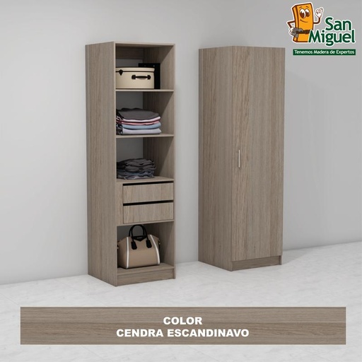 [CCCL-1710] DIY CLOSET 2 GAVETAS 4 ENTREPAÑOS ANCHO 60 + PUERTA  ESCANDINAVO