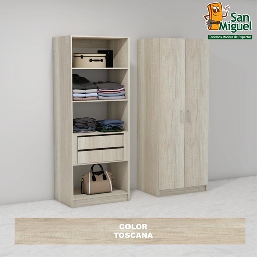 [CCCL-1908] DIY CLOSET 2 GAVETAS 4 ENTREPAÑOS ANCHO 80 + 2 PUERTAS  TOSCANA