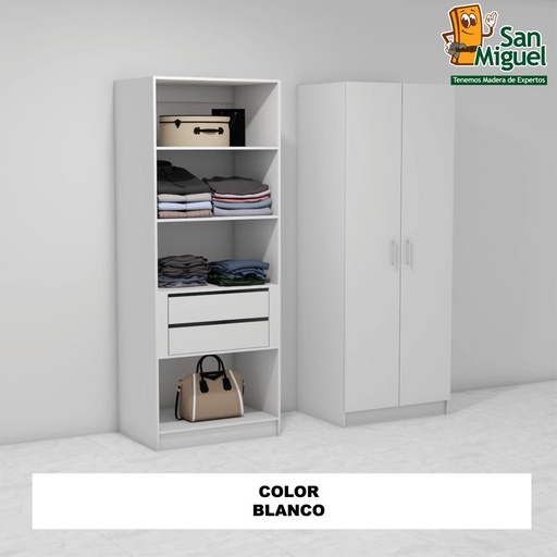 [CCCL-2002] DIY CLOSET 2 GAVETAS 4 ENTREPAÑOS ANCHO 80  BLANCO