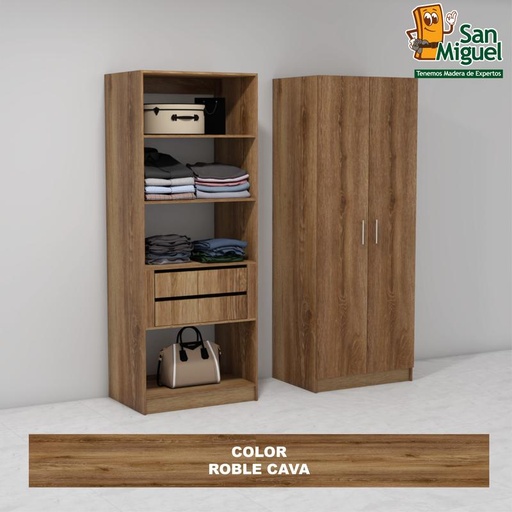 [CCCL-2004] DIY CLOSET 2 GAVETAS 4 ENTREPAÑOS ANCHO 80  ROBLE CAVA