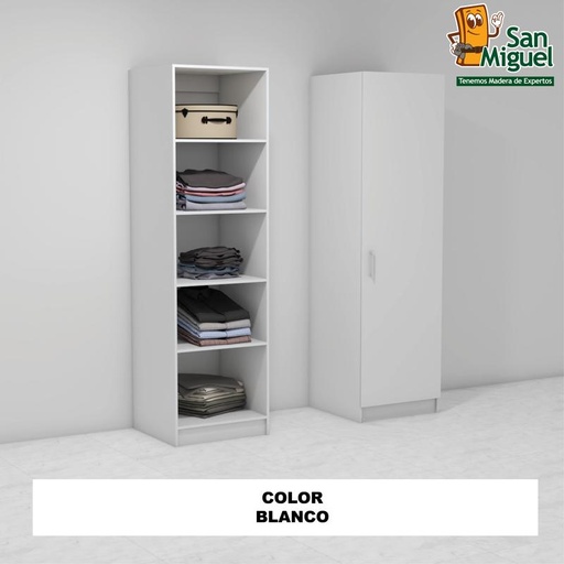[CCCL-2102] DIY CLOSET 5 ENTREPAÑOS ANCHO 60 + PUERTA  BLANCO