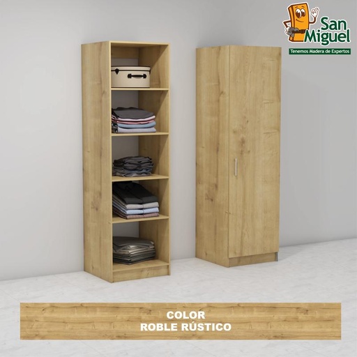 [CCCL-2105] DIY CLOSET 5 ENTREPAÑOS ANCHO 60 + PUERTA  ROBLE RUSTICO
