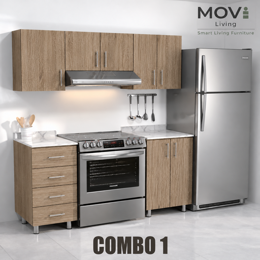 [CC-C10003] COMBO COCINA 1 5PZS ROBLE CAVA + TOP MARMARA