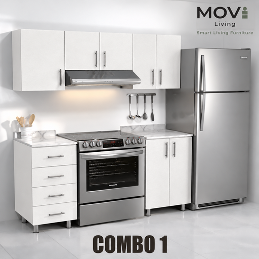 [CC-C10007] COMBO COCINA 1 5PZS BLANCO + TOP MARMARA