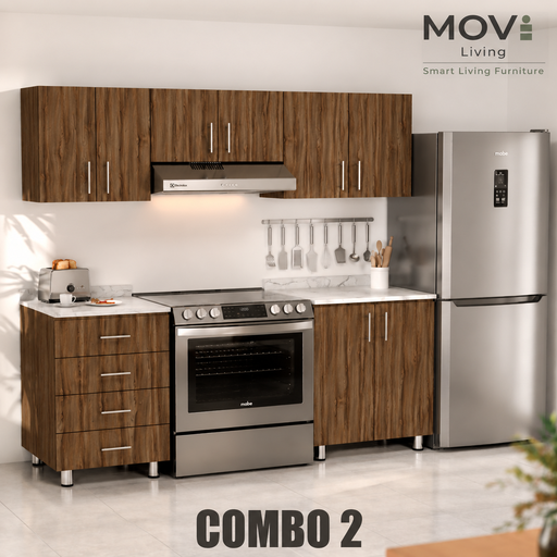 [CC-C20001] COMBO COCINA 2 5PZS NOGAL TERRACOTA + TOP MARMARA