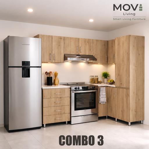 [CC-C30003] COMBO COCINA 3 8PZS ROBLE CAVA + TOP MARMARA
