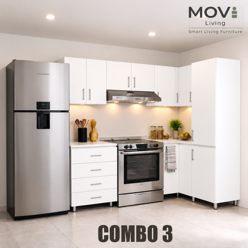 [CC-C30007] COMBO COCINA 3 8PZS BLANCO + TOP MARMARA